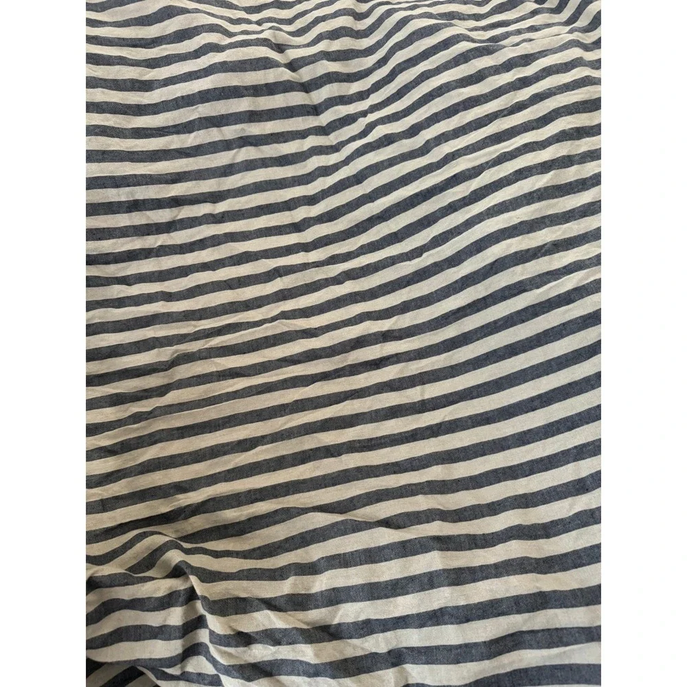 Piglet in Bed Blue Striped Linen Cotton Fitted Sheet US Queen / UK King Size